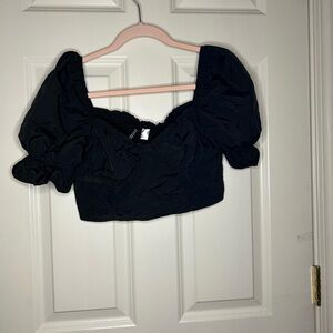 Elegant Black Puff Sleeve Top